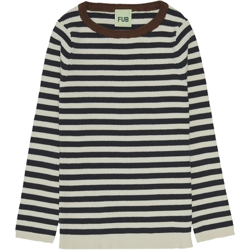 FUB Striped Rib Blouse Ecru/Dark NavyFishing Shirts