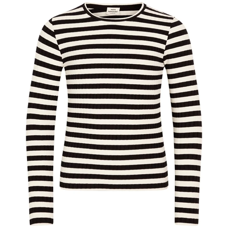 Mads Nørgaard 5x5 Classic Stripe Talika Blouse Black/Vanilla IceGraphic Shirts