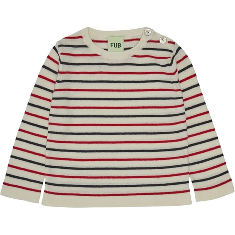 FUB Baby Contrast Striped Blouse Ecru/Dark Navy/Bright RedGym Shirts