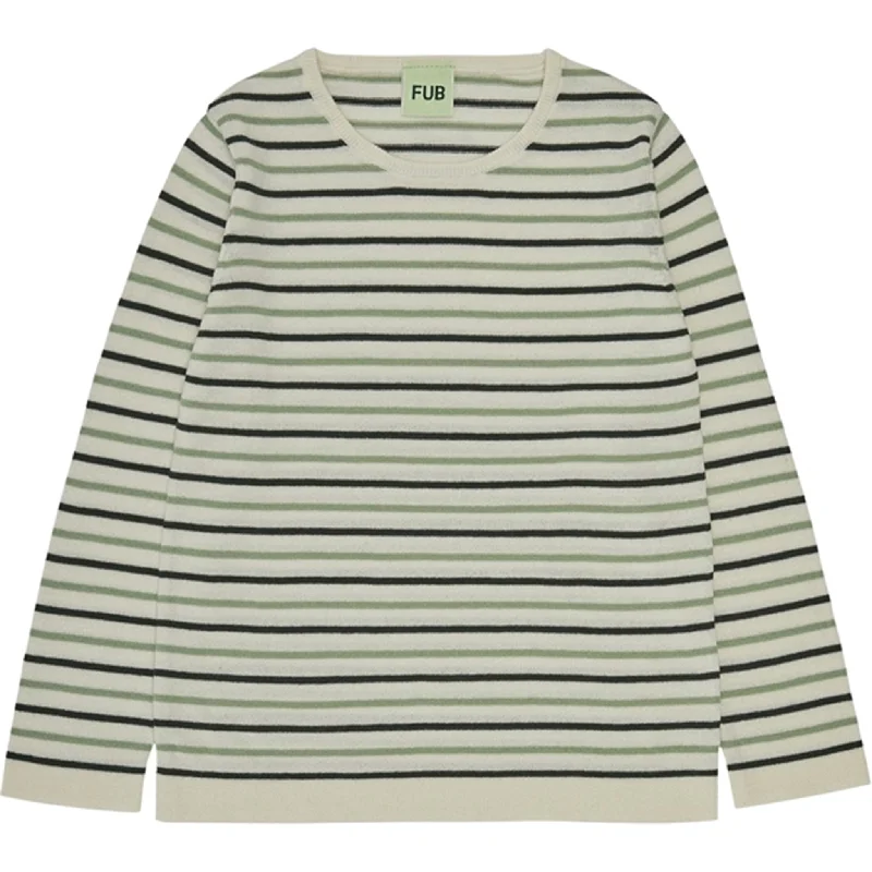 FUB Contrast Striped Blouse Ecru/Deep Green/LeafUV-Protection Shirts