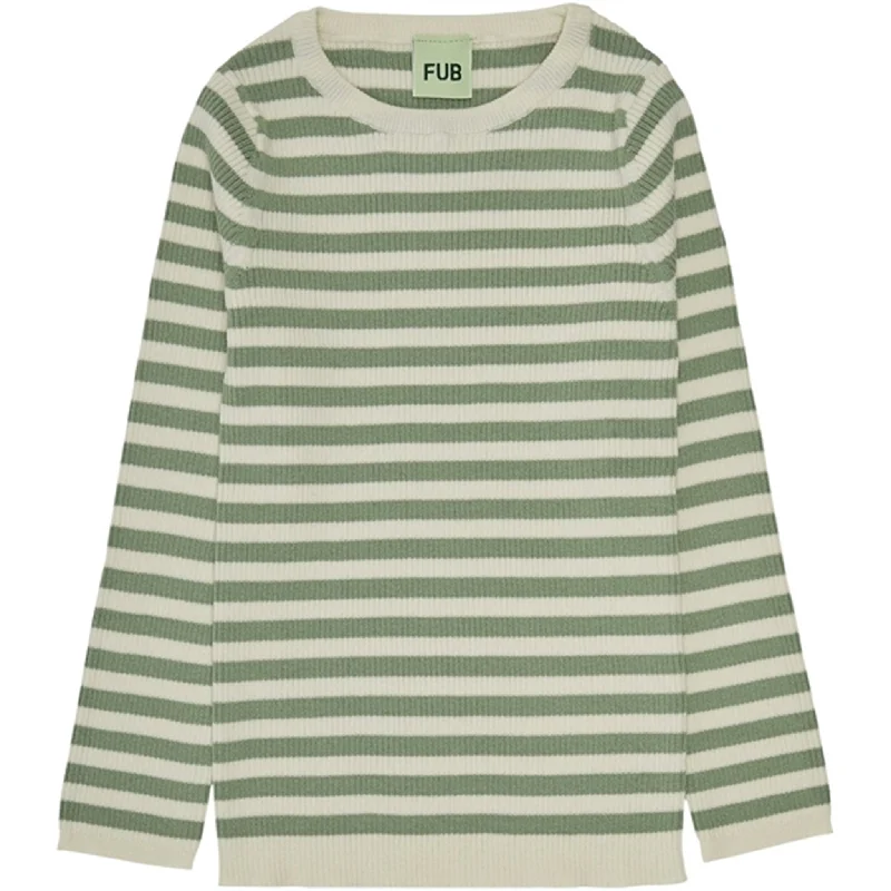 FUB Striped Rib Blouse Ecru/LeafHiking Shirts