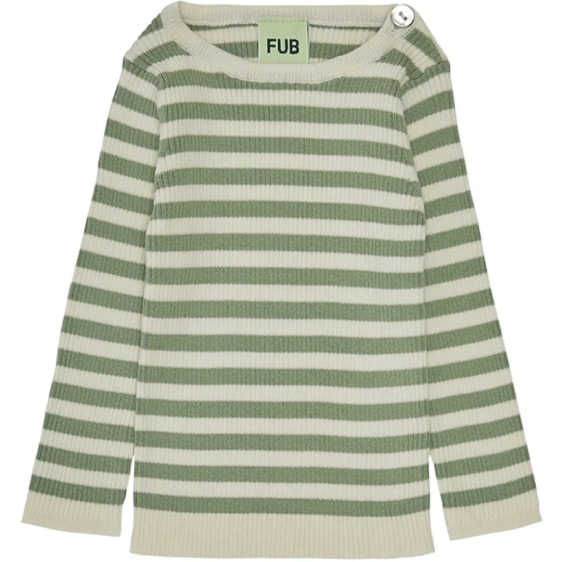 FUB Baby Striped Rib Blouse Ecru/LeafTravel Shirts