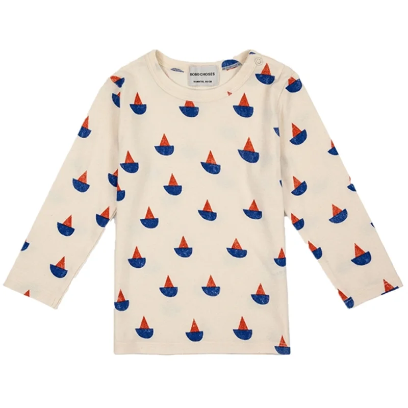 Bobo Choses White Sail Boat All Over BlouseCasual Shirts