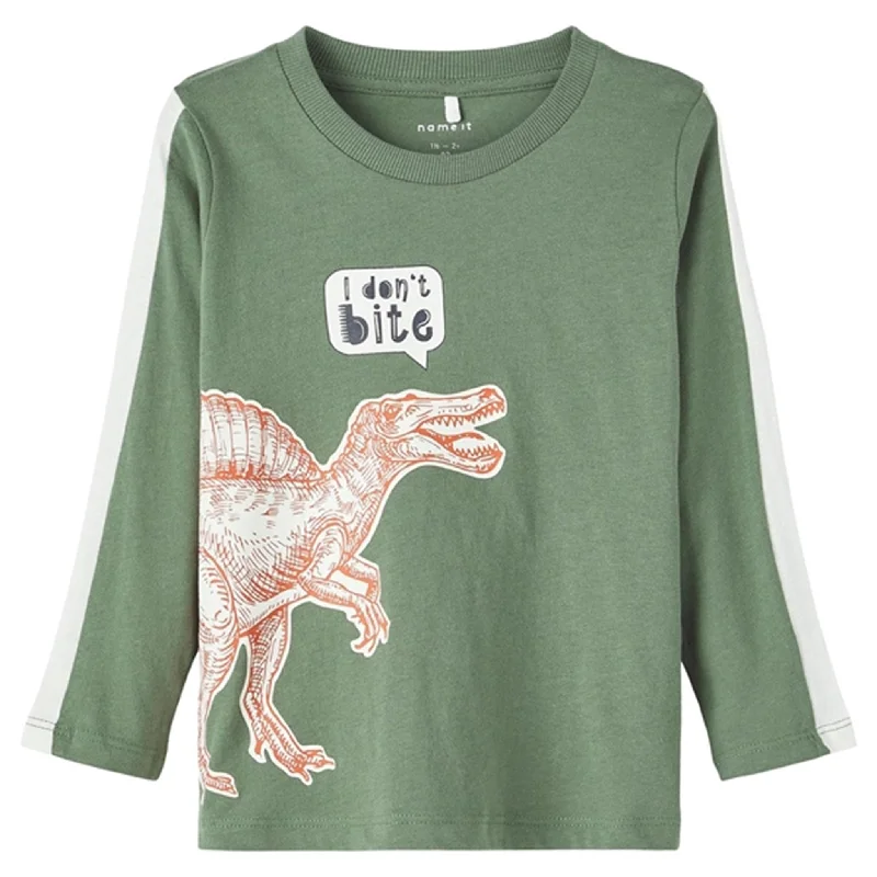 Name it Duck Green Trulle Dinosaur BlouseMetallic Shirts