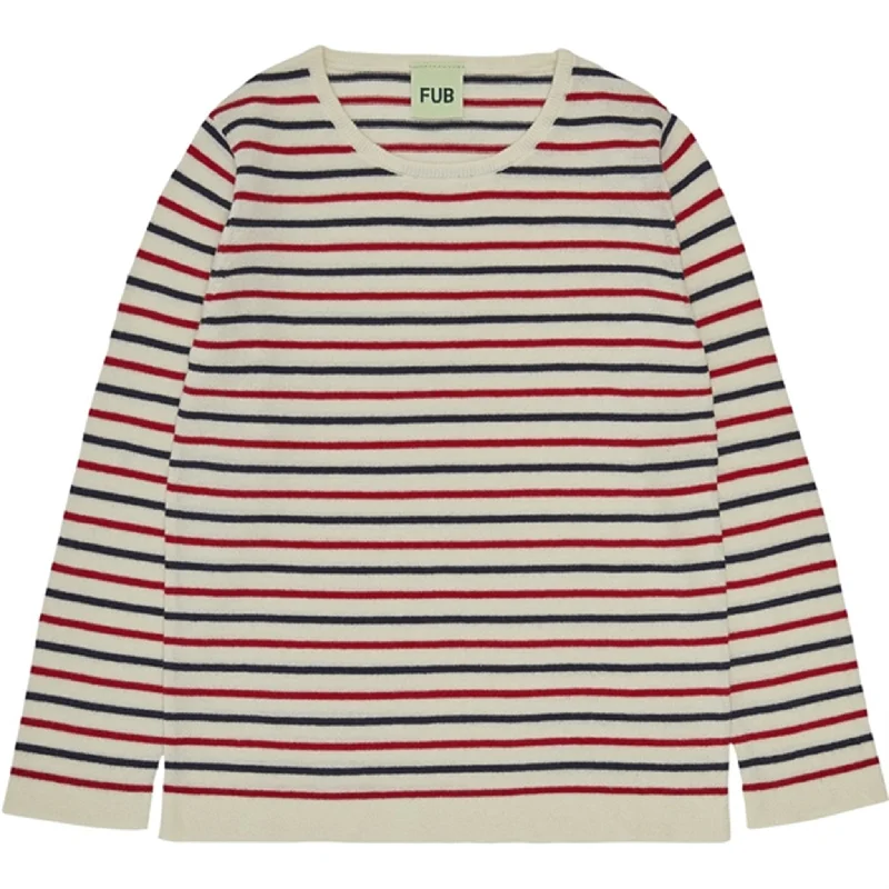 FUB Contrast Striped Blouse Ecru/Dark Navy/Bright RedOutdoor Shirts