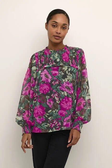 VIBRANT FLORAL PRINT BLOUSEOrganic Cotton Shirts