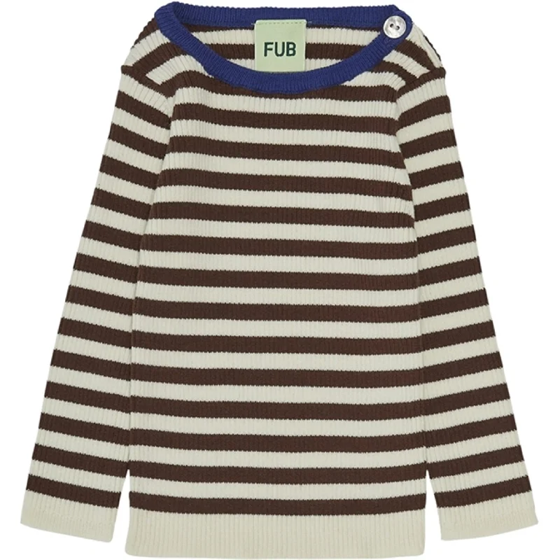 FUB Baby Striped Rib Blouse Ecru/MaroonWork Shirts