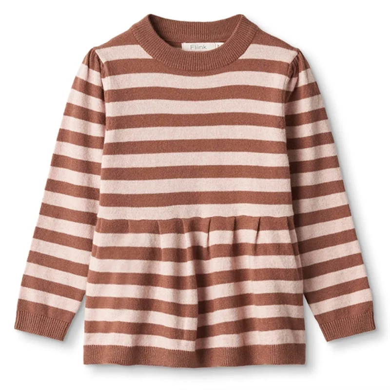 Fliink Carob Brown Striped Alilly BlouseCasual Shirts