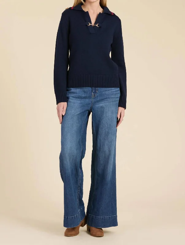 Lounge Knit TopsHorse Bit Polo In Navy