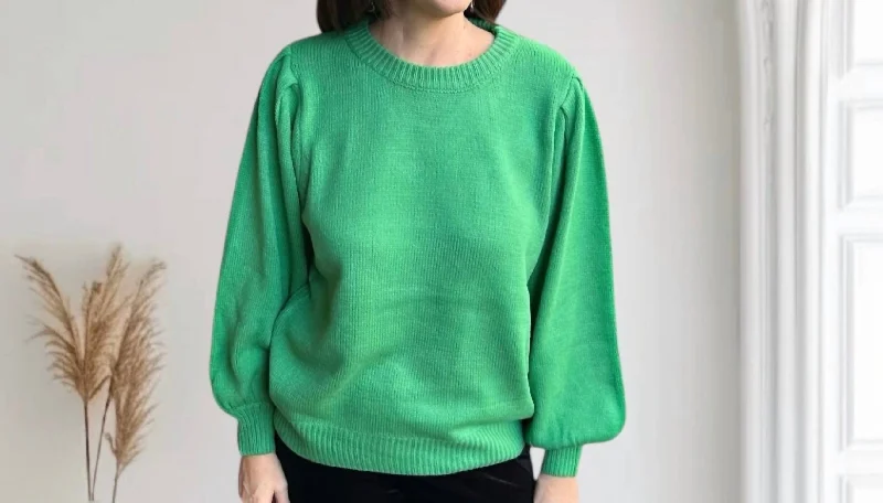 Hooded Knit TopsCrew Neck Cut Out Back Knitted Sweater In Festive Green