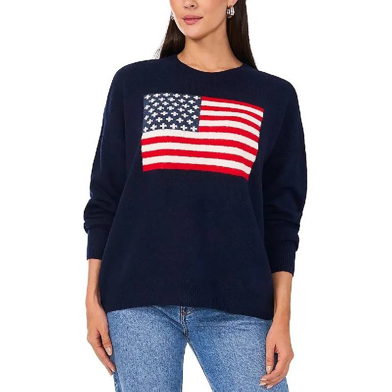 Thermal Knit TopsFlag Womens Graphic Knit Pullover Sweater