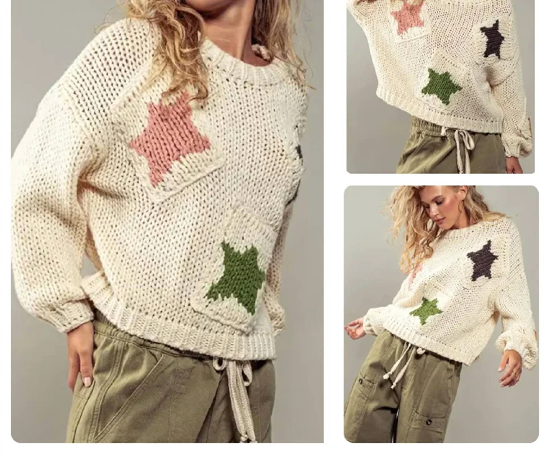 Hemp Knit TopsStar Sweater In Cream