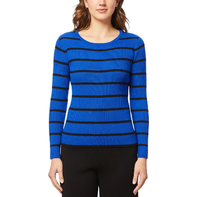 Fitted Knit TopsWomens Striped Knit Pullover Sweater