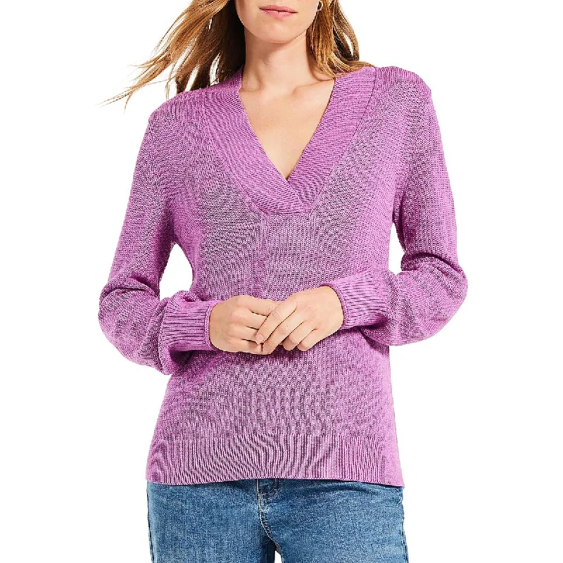 Pocketed Knit TopsWomens Knit Cotton Stretch Pullover Sweater