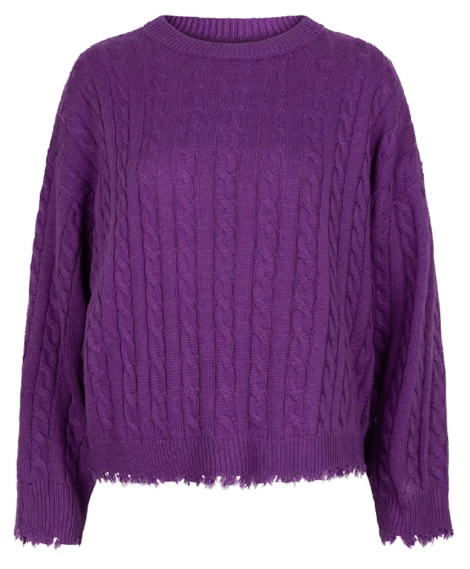 Organic Cotton Knit TopsWomen's Raw Edge Sweater In Deep Lavender