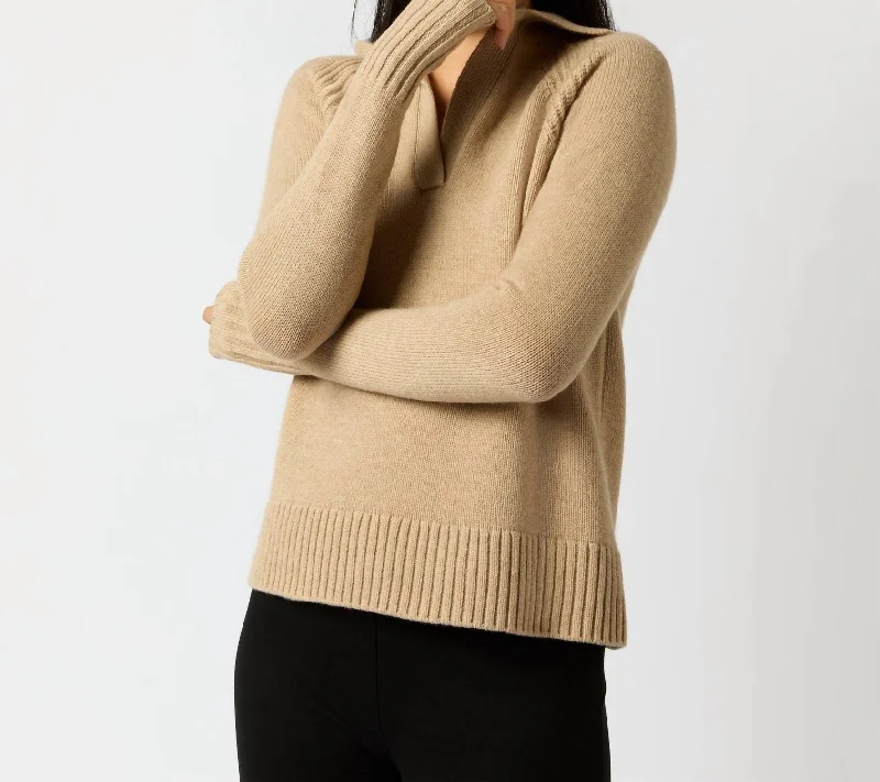 Performance Knit TopsBlaire Johnny Collar Sweater In Oat