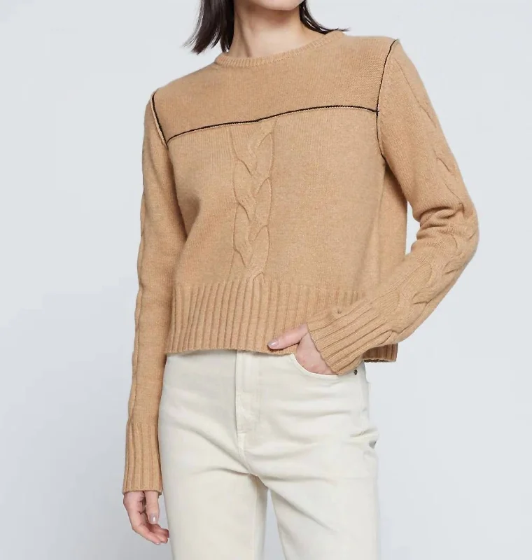 Ribbed Knit TopsMarlon Cable Knit Sweater In Toffee