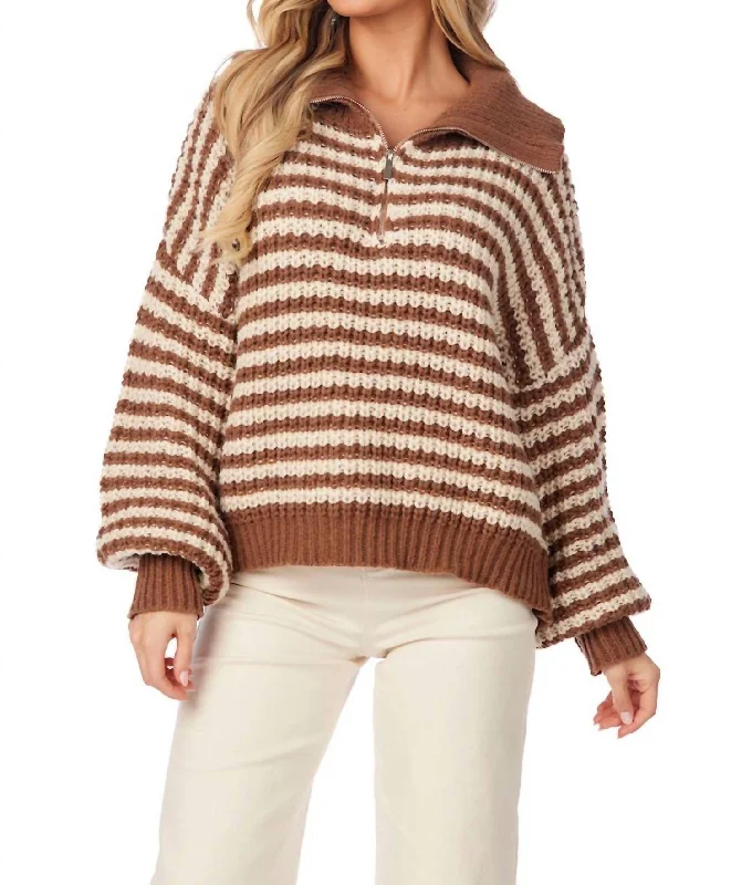 Sheer Knit TopsNorris Pullover Sweater In Brown