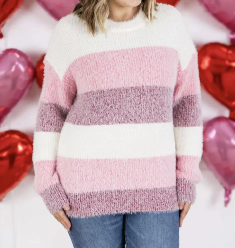 Hiking Knit TopsSoft & Cozy Color Block Sweater In Pink