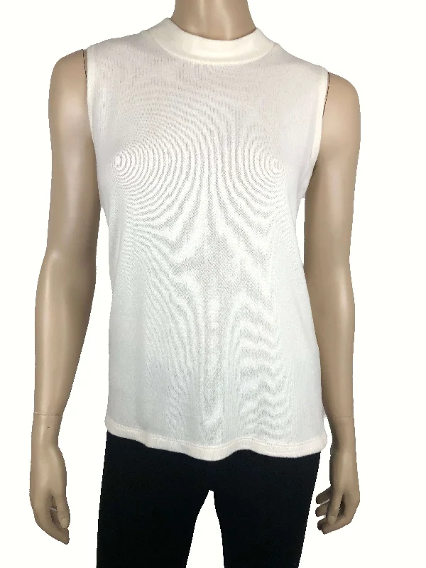 Athletic Knit TopsWomen's Ivory Sleeveless Mock Neck Sweater - Made In Canada