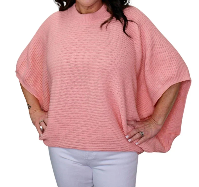 Cropped Knit TopsMeg Pullover Poncho In Blush