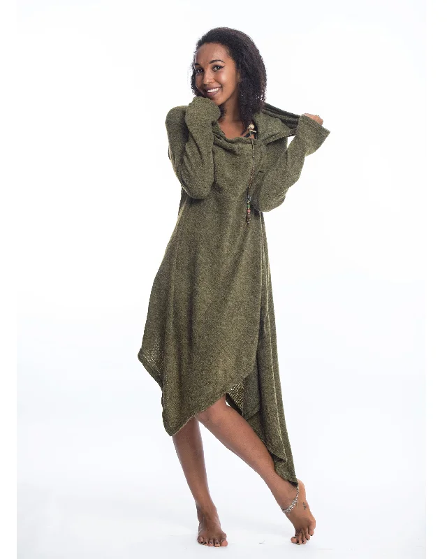 Artist Knit TopsHooded Pixie Sweater Dress in Green