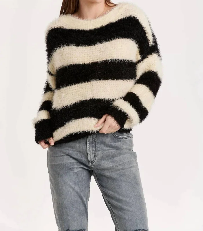 Layered Knit TopsIsadora Striped Sweater In Black/cream