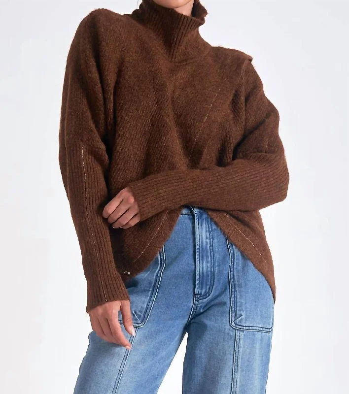 Crewneck Knit TopsCross Front Sweater In Dark Tan