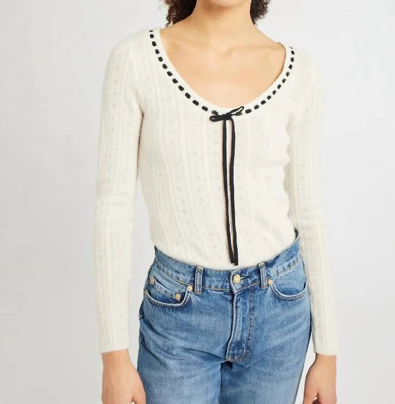 Acrylic Knit TopsMargaret Pullover In Ivory