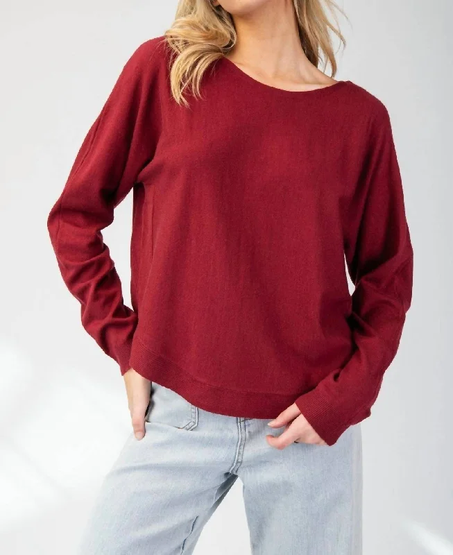 Metallic Knit TopsCatherine Soft Sweater In Merlot