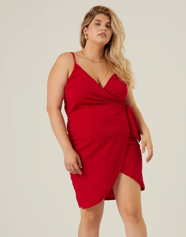 Plus size women's solid color topsPlus Size Wrap Around Dress