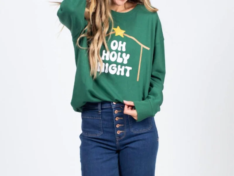 Retro Knit TopsOh Holy Night Sweater In Green