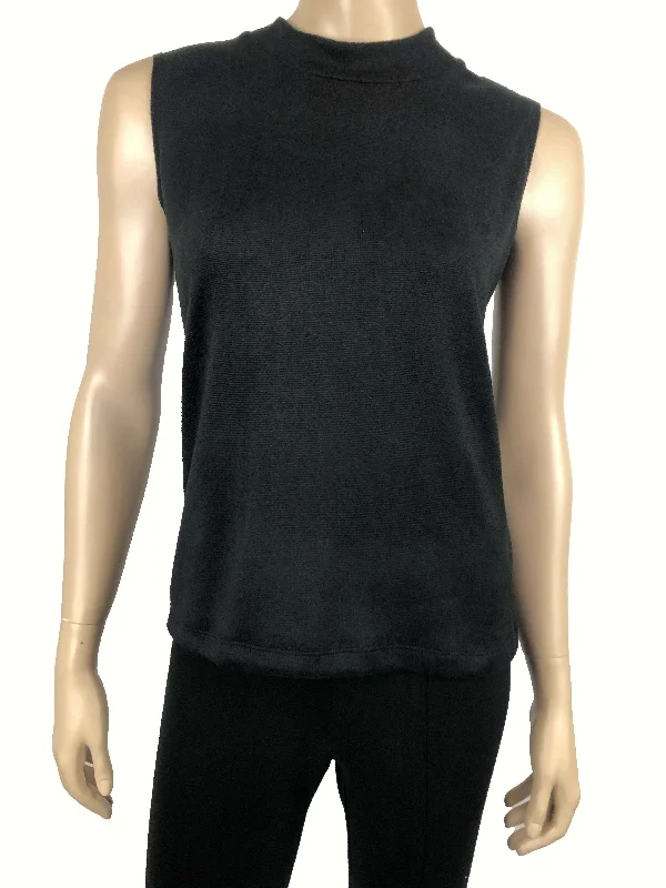 Urban Knit TopsWomen's Sleeveless Mock Neck Black Soft Knit - Made In Canada