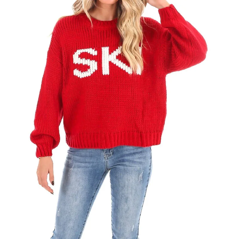 Fleece Knit TopsSki Doorbuster Sweater In Red