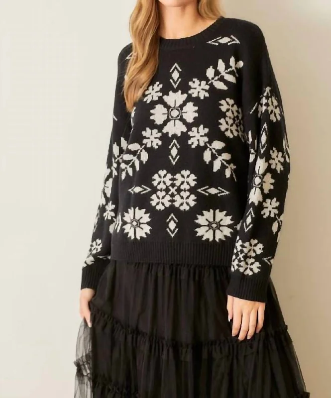 Hemp Knit TopsWinter Dreams Sweater In Black & Ivory