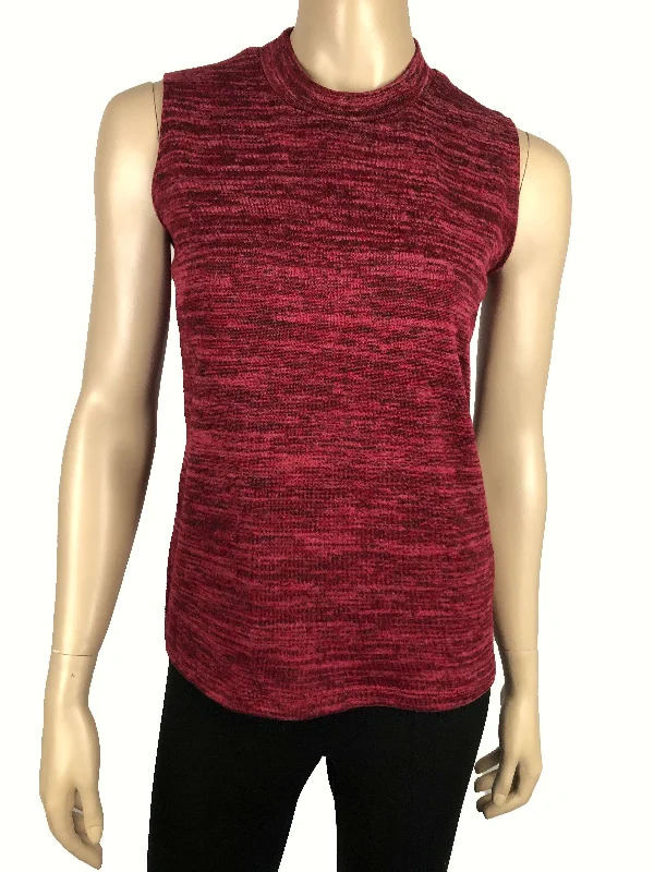 Plush Knit TopsWomen's seeveless Red Mock Neck Soft Knit Fabric - Made In Canada