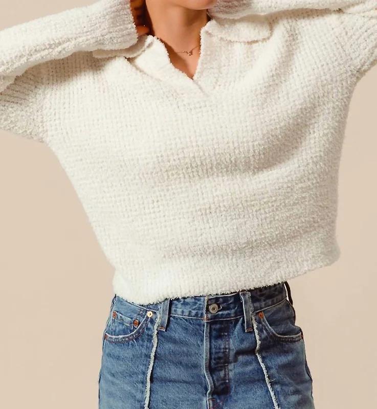 Luxury Knit TopsTextured Soft Sweater In Ivory