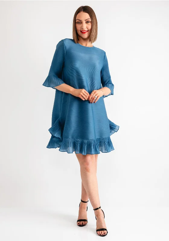 Thanny Ruffle Trim Shift Dress, Teal