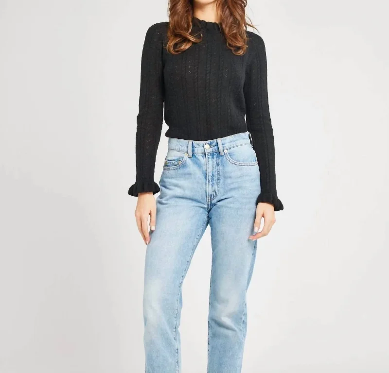 Off-Shoulder Knit TopsAurora Pullover Sweater In Zelta/black