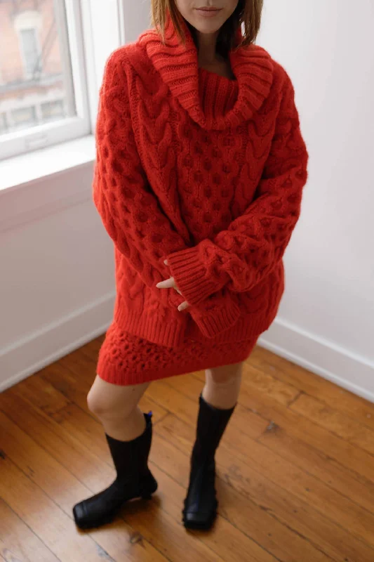 Boat Neck Knit TopsHarper Sweater In Red