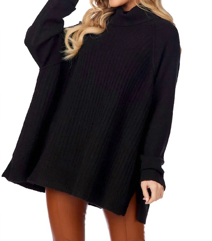 Cotton Knit TopsFreddie Ribbed Sweater In Black