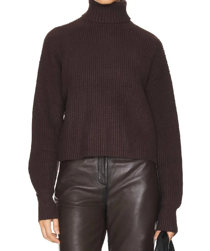 Button-Up Knit TopsHeavy Cozy Turtleneck In Bark