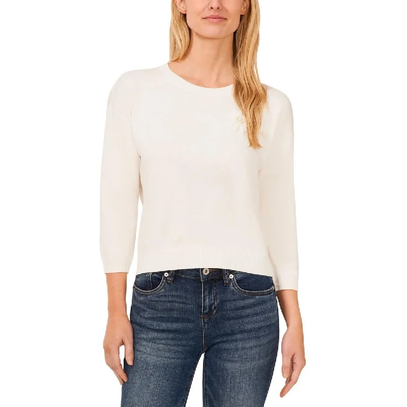 Asymmetrical Knit TopsWomens Embellished Knit Pullover Sweater