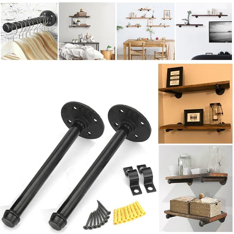 20kg Load-bearing Retro Black Iron Industrial Pipe Shelf Bracket Mounting Bracket Holder Storage Holders Racks for Home Decor