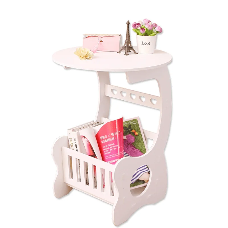 Modern Coffee Table European Creative Mini Magazine Books Storage Shelf Bracket Bookshelf round Tea Table