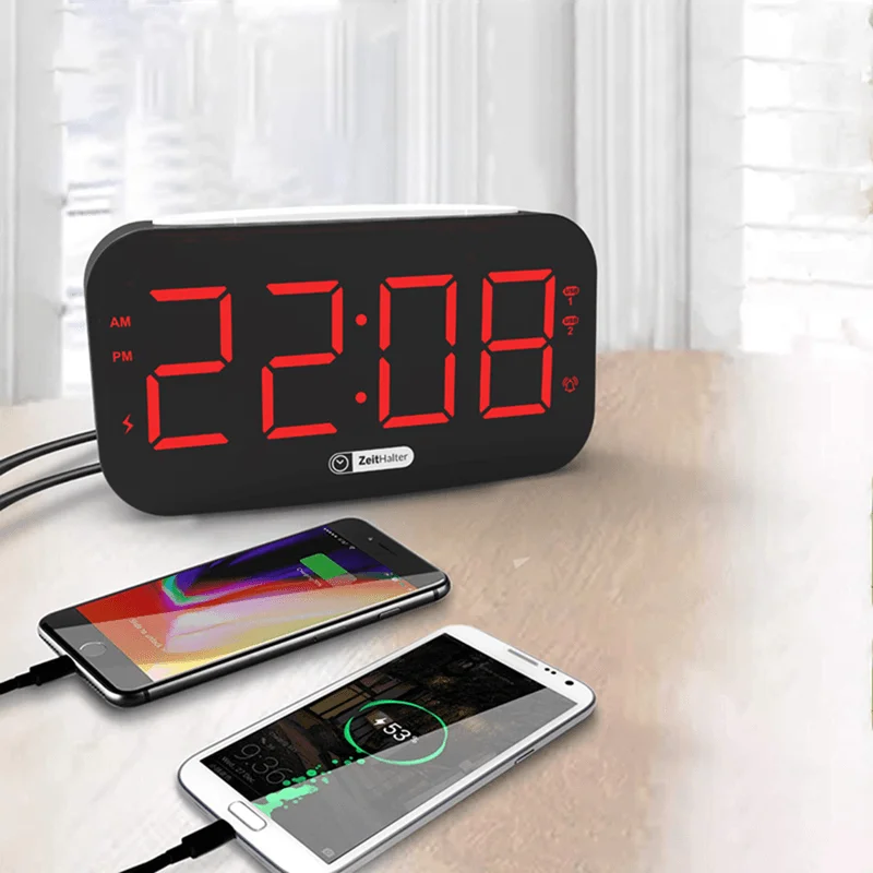 Multifunction Led Alarm Clock Vibrating Wakening Dual USB Charging Automatic Brightness Adjustable Digital Clock