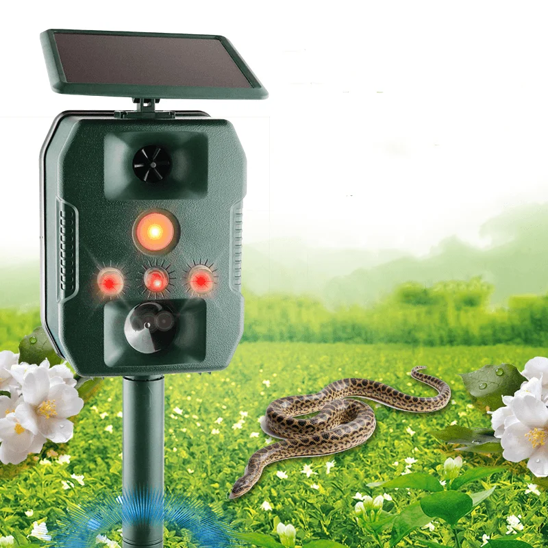 SJZ-618A Outdoor Infrared Induction Multi-Function Animal Repeller Solar Power Ultrasonic Vibration Voice Drive IP44 Waterproof for Rabbit Snake Rat Eagle Insect