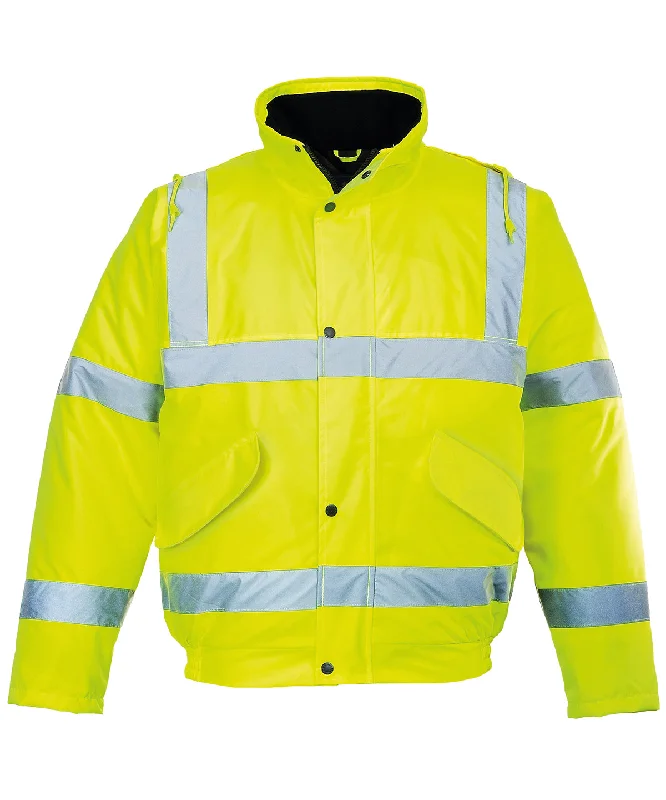 Hi-vis bomber jacket (S463/S226) | YellowLeather-Paneled Jackets