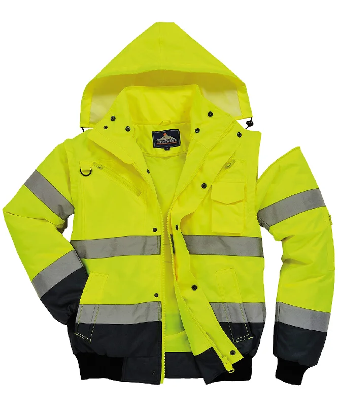 Hi-vis contrast bomber jacket (C465) | Yellow/NavyTravel Jackets