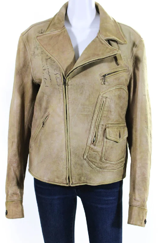 Ralph Lauren Yellow Leather Moto JacketStatement Jackets